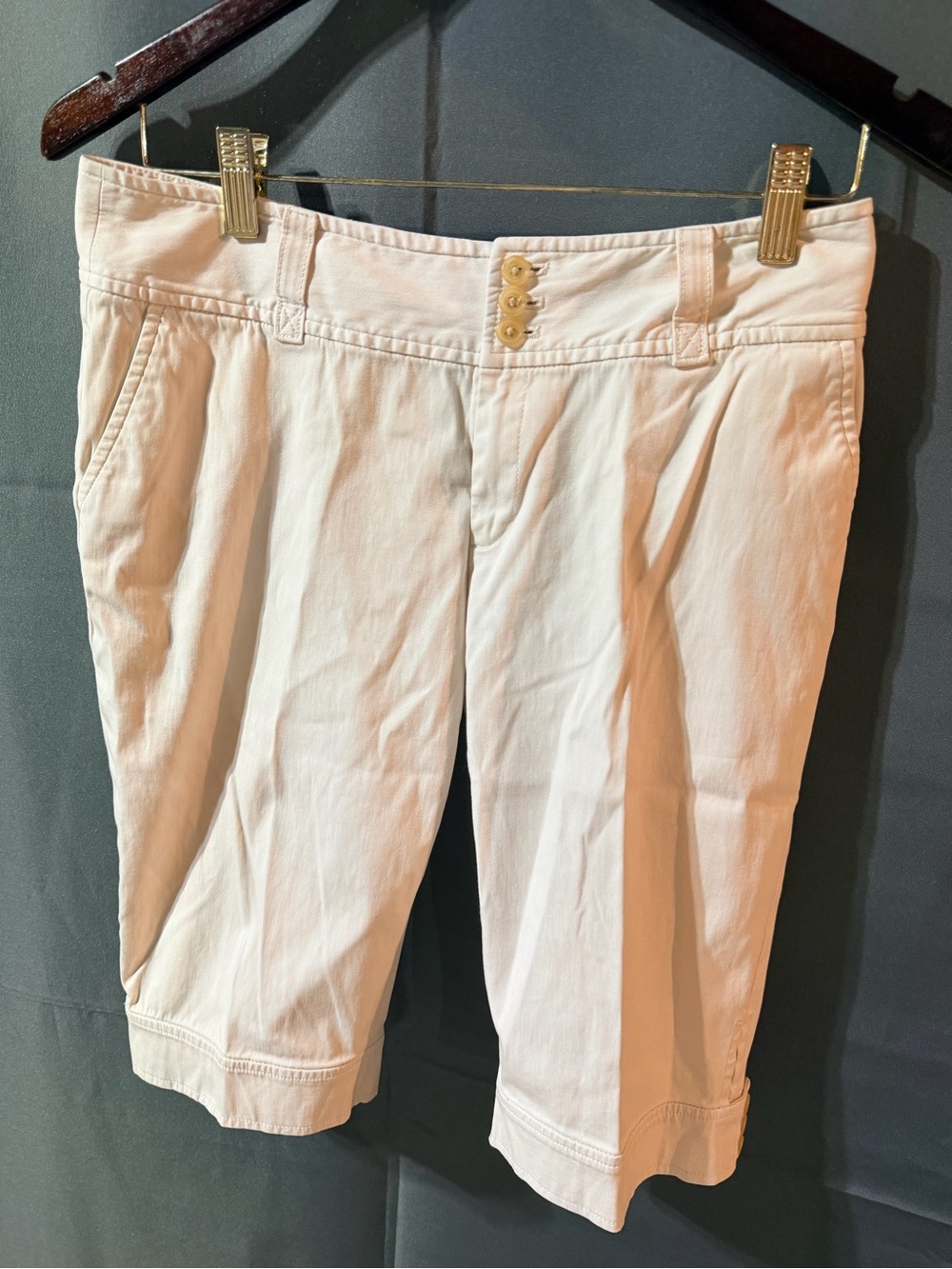 Banana Republic Cream Button-Front Bermuda Shorts